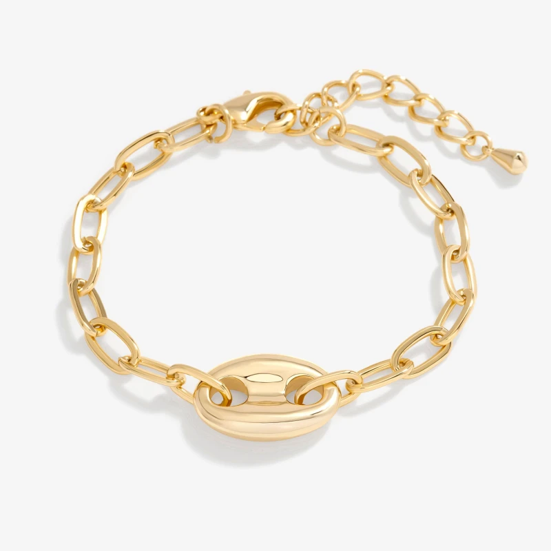 Image of Jon Richard Gold Plated Polished Link Bracelet Gold
