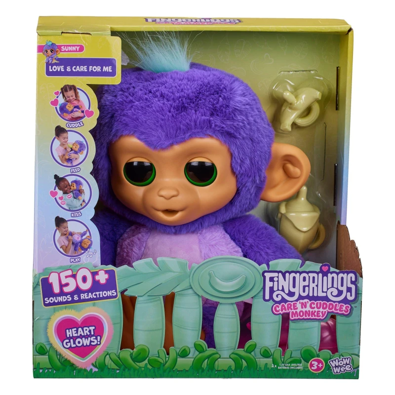 Image of Fingerlings Fingerlings Care 'n' Cuddles Interactive Baby Monkey