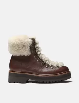 Image of Womens Grenson Nettie Hiker Boot (Vintage Leather) - Dark Brown