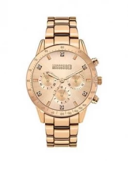 Missguided Missguided Rose Sunray Chronograph Dial Rose Gold Stainless Steel Bracelet Ladies Watch