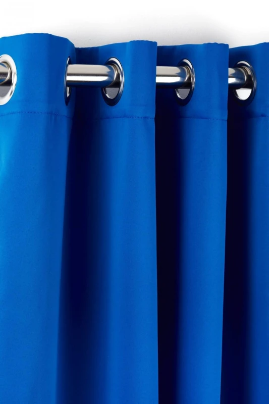 Image of New Edge Blinds Essential Woven Thermal Blackout Eyelet Curtains in Blue Size: 228cm width x 228cm drop Blue Unisex 228cm width x 228cm drop