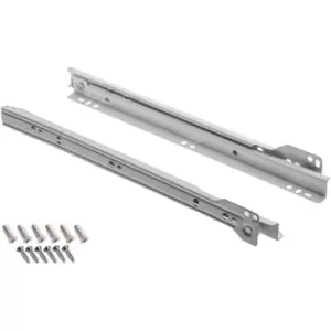Image of Roller Drawer Runners Metal Slides Grey Colour Kitchen + Free Fixing Pack - Size 600mm - Pack of 4