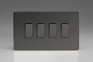Image of Varilight 4-Gang 10A 1- or 2-Way Rocker Switch (Twin Plate) - XDI9S