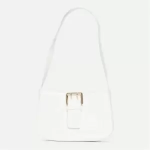 Missguided Buckle Detail Mock Croc Shoulder Bag - White