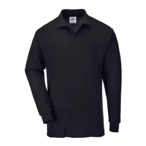 image of Portwest Mens Genoa Long Sleeved Polo Shirt Black 3XL