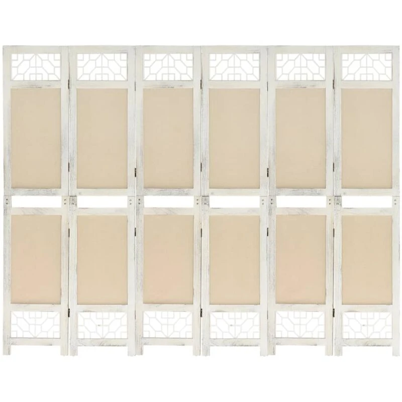 Image of VIDAXL 6-Panel Room Divider Cream 210x165cm Fabric Vidaxl 8720286654941