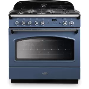Image of Rangemaster Classic 90cm Dual Fuel Range Cooker - Stone Blue & Chrome