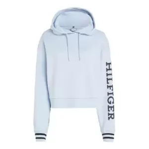 image of Tommy Hilfiger Reg Monotype Slv Crop Hoodie - Blue