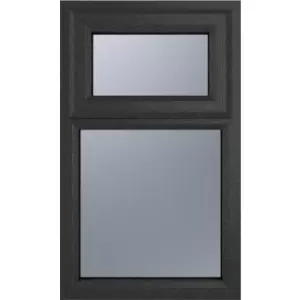 Image of Crystal Casement uPVC Window Top Hung Opening Over Fixed Light 1190mm x 1115mm Obscure Double Glazing /White in Grey