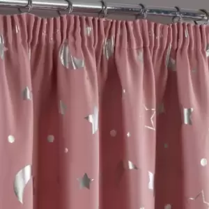 Image of Dreamscene Galaxy Star Pencil Pleat Blackout Pair Curtains Blush - 46" X 72"