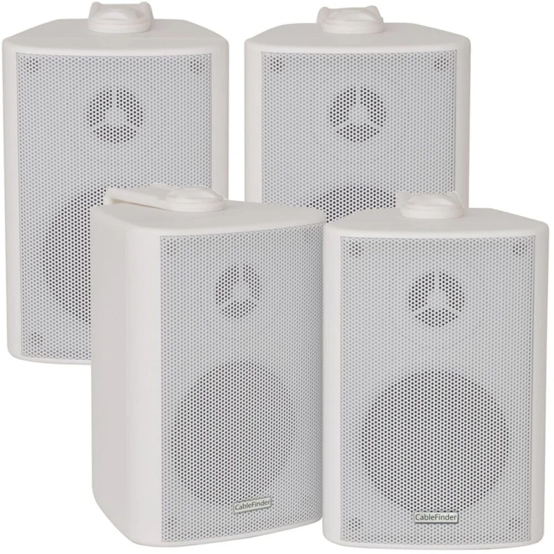 Image of Loops 2x Pair 2 Way Compact Stereo Speakers 3" 60W 8Ohm White Wall Mounted Surround White unisex