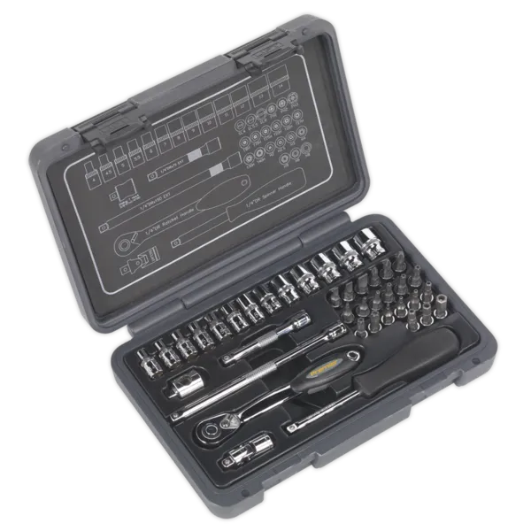 Image of Genuine SEALEY AK7949 Socket Set 40pc 1/4Sq Drive 6pt WallDrive® Metric