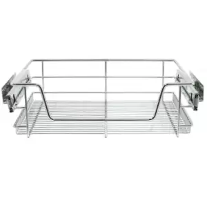 image of 6 x Kitchen Pull Out Soft Close Baskets, 600mm Wide Cabinet, Slide Out Wire Storage Drawers - Silver - Kukoo