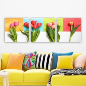 Image of P101437 Multicolor Decorative Canvas Painting (3 Pieces)