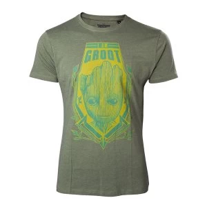 image of Guardians of the Galaxy Vol. 2 Mens X-Large Groot Shield Heather T-Shirt - Green