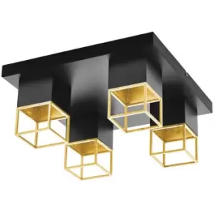 Image of Netlighting Montebaldo 4 Lamp Semi Flush Light Black, Gold