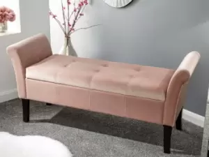 Image of GFW Osborne Blush Pink Upholstered Fabric Ottoman Storage Bench Flat Packed