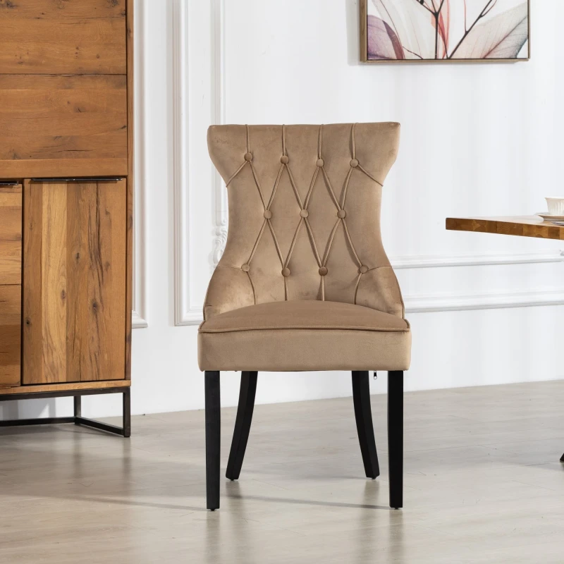 Image of Artemis Home Genola Velvet Fabric Dining Chairs - Set of 2 in Brown Size: 2 Pack Brown Unisex 2 Pack