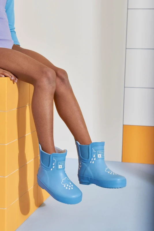 Image of Grass & Air Short Welly Boot in Bright Blue Size: Infant 11 Bright Blue Unisex Infant 11