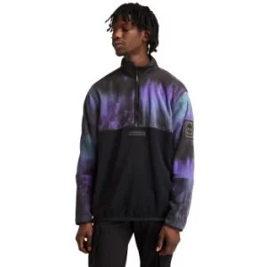 Image of Timberland Northern Lights Sky Half-zip Fleece For Men With Aurora Print Black, Size XL