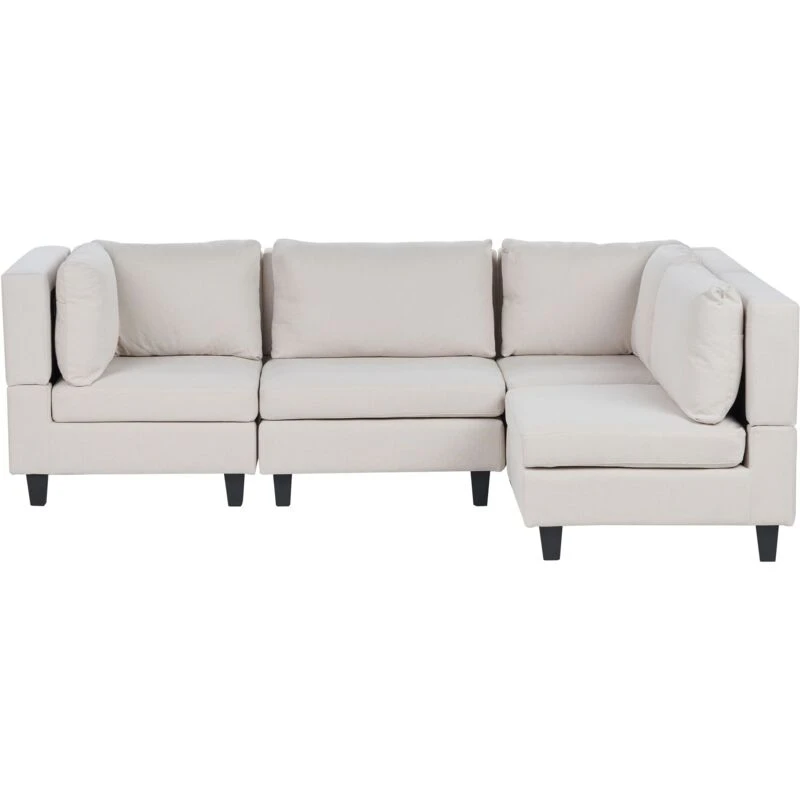 Image of Beliani Modular Corner Sofa 4 Seater Unstad Fabric Light Beige Left Hand