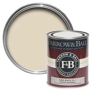 Image of Farrow & Ball Estate Lime white No. 1 Eggshell Metal & wood Paint 0.75L