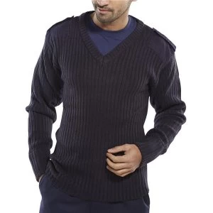 Image of Click Workwear Sweater Military Style V Neck Acrylic 2XL Navy Blue Ref
