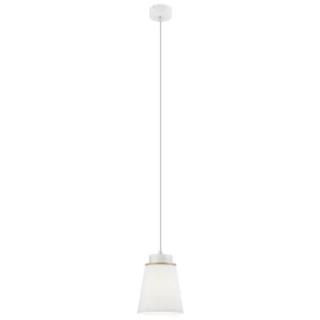 image of Lamkur Lighting - Agustino Dome Pendant Ceiling Lights, Fabric Shade, White , 1x E27