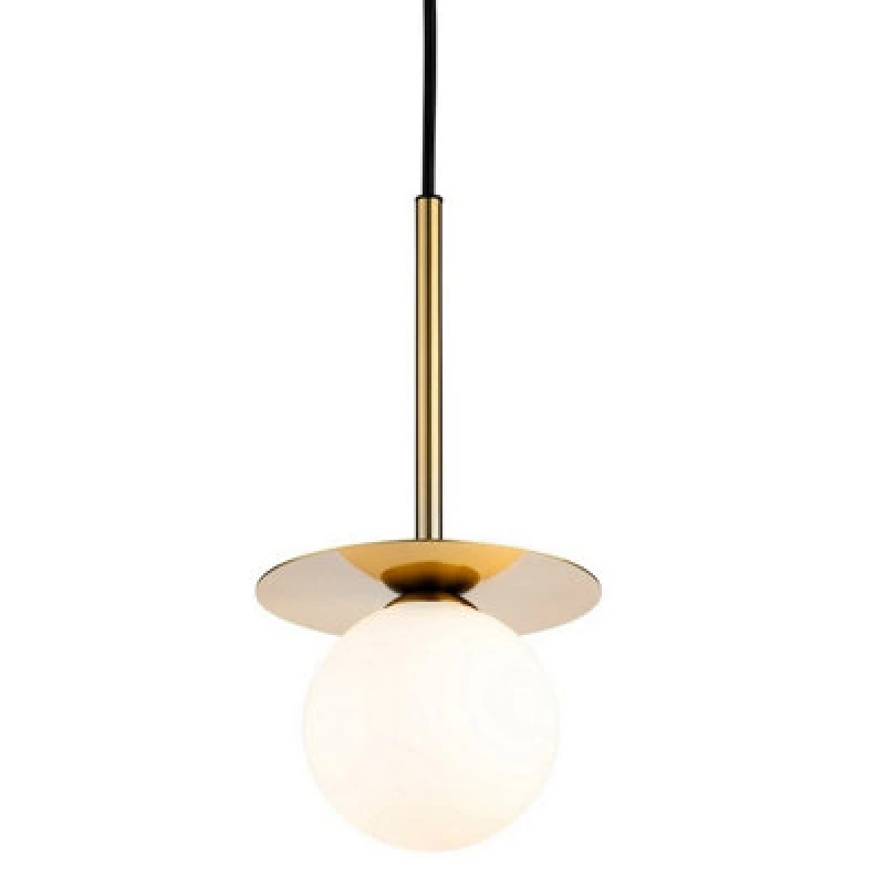 Image of Luminosa Lighting Luminosa Jules Globe Pendant Brushed Brass With Opal White Glass 1Xg9