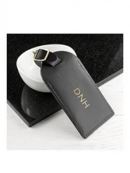 image of Personalised Black Foiled Leather Luggage Tag