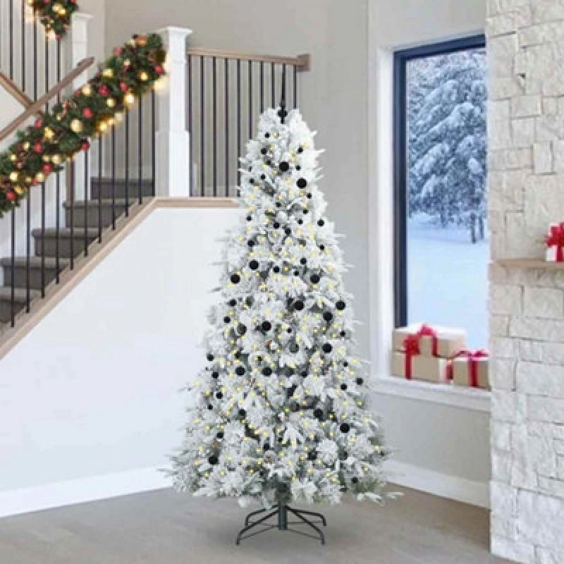 Image of Vidaxl Artificial Hinged Christmas Tree White 240 Cm Pe And Pvc