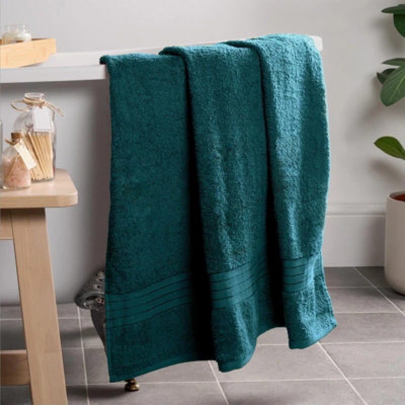Image of OHS OHS Luxury 100% Cotton Bath Sheet Bathroom Towel in Teal Teal Bath Sheet Unisex 5027434186457