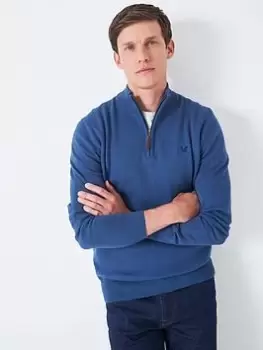 Image of Crew Clothing Crew Clothing Classic Half Zip Knit, Dark Blue Size M Men