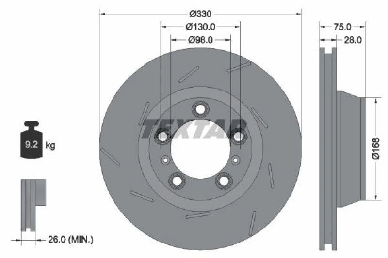 Image of Brake disc TEXTAR 92220607
