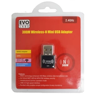 Image of Evo Labs N300 Wireless N Mini USB WiFi Network Adapter