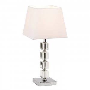 image of Table Lamp Clear Acrylic, White Tc Fabric, E14