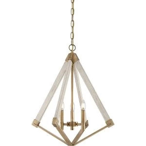 image of Chandelier 3 Light Brass Finish, E14