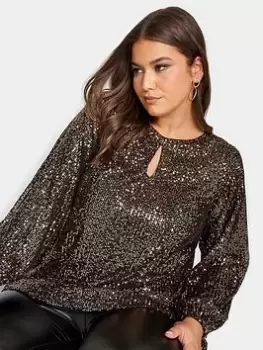 Image of Yours Sequin Keyhole Bellow Sleeve, Gold, Size 16, Women