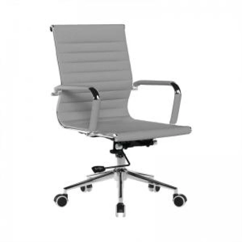 Image of Contemporary Medium Back Fabric Executive Armchair with Chrome Base - NTDSBCF8003GY