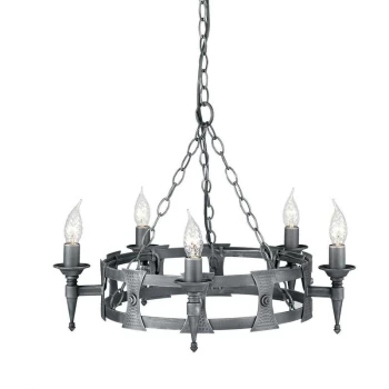 Image of Elstead - Saxon - 5 Light Chandelier Black, Silver Finish, E14