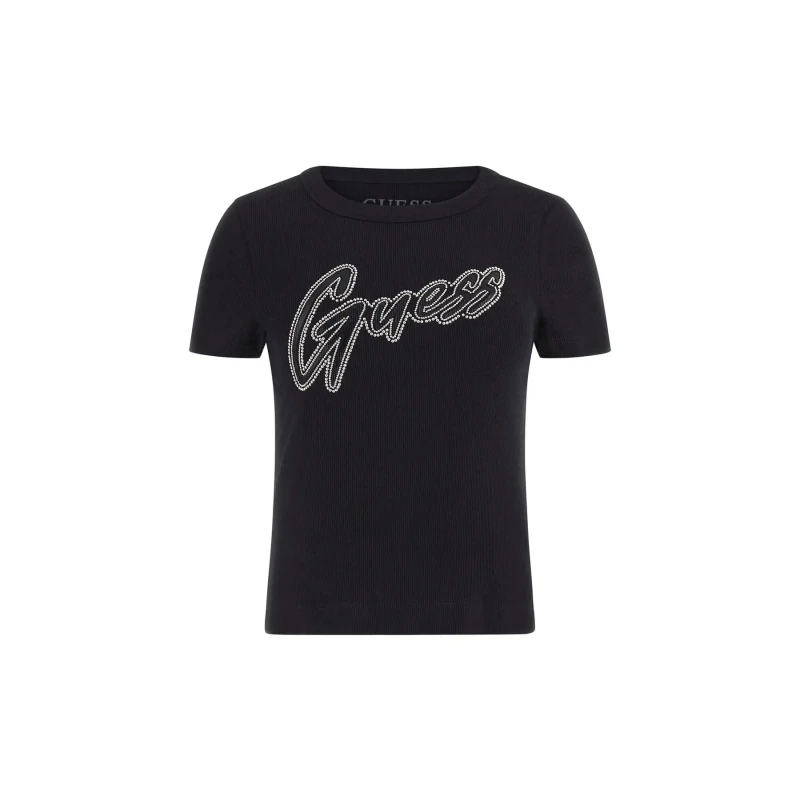 Image of Guess Womens T-Shirt Guess Rib Noir Female S