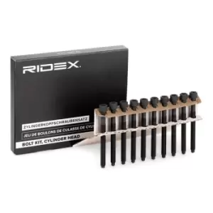 Image of RIDEX Cylinder Head Bolt Kit 1217B0042 Bolt Kit, cylinder head VW,AUDI,SKODA,Golf V Schragheck (1K1),Passat Variant (3C5),GOLF VI (5K1)
