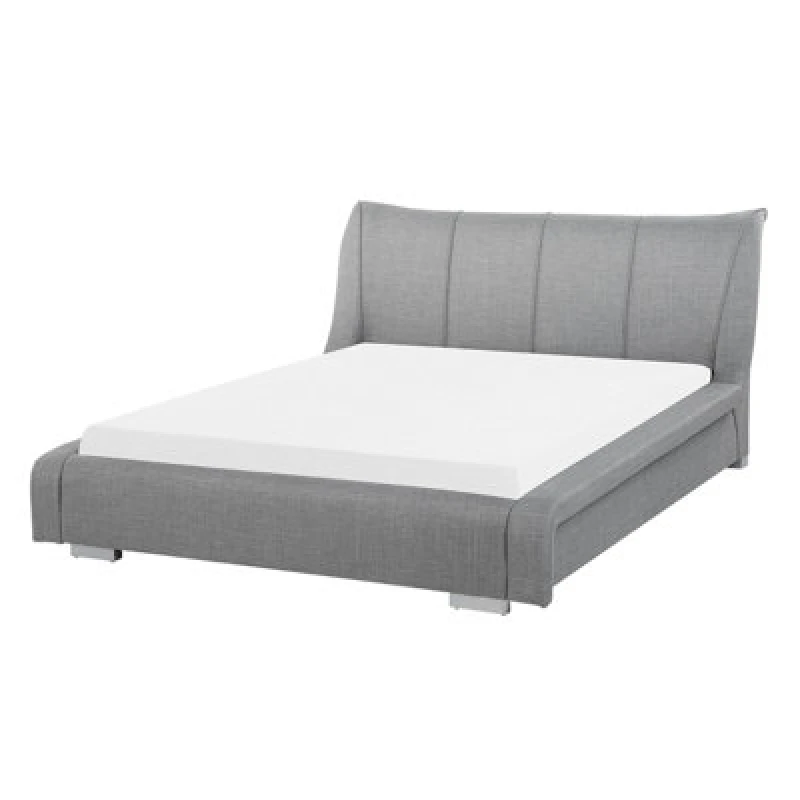 Image of Beliani Bed Fabric Nantes 140 X 200 Cm (Eu Double) Light Grey