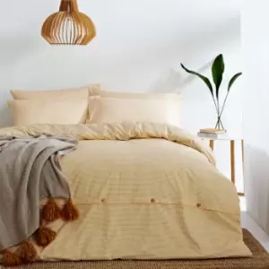 image of The Linen Yard Holbury Single Duvet Cover Set Cotton Ochre