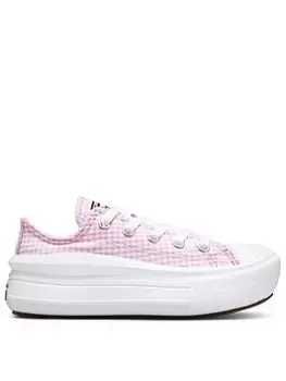 Converse Chuck Taylor All Star Childrens Move Seersucker Stripes Platform Trainers - Pink/White, Pink/Black, Size 10