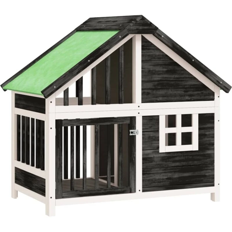 Image of VIDAXL Dog Kennel Grey 96x60.5x87cm Solid Wood Pine Vidaxl 8720845798420