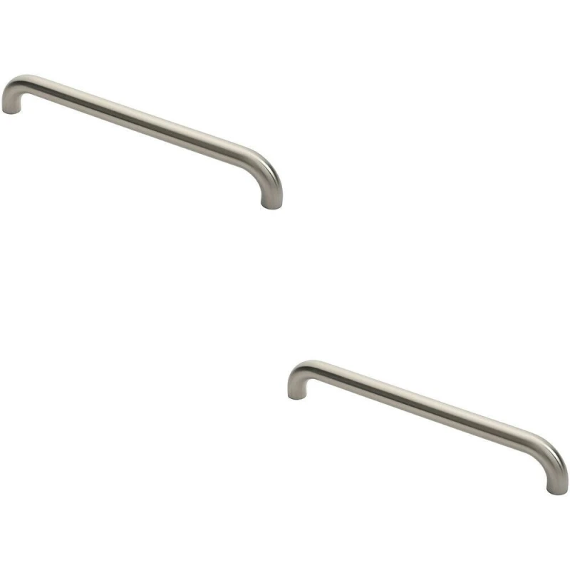 Image of Loops 2x Round D Bar Pull Handle 480 x 30mm 450mm Fixing Centres Satin Steel Metallics unisex