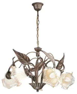 Image of AUTUNNO 5 Light Multi Arm Pendant Ceiling Light Brown 62x40cm