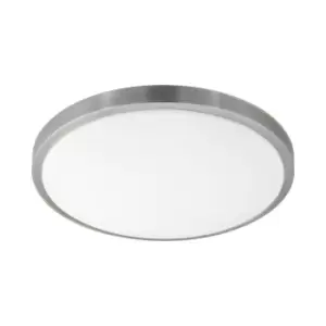 Image of Wall Flush Ceiling Light White Shade White Satined Nickel Plastic Bulb LED 24W