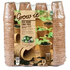 image of 96 x Grow It 6cm Peat Round Fibre Seedling Pots Planters Biodegradable - Gardman